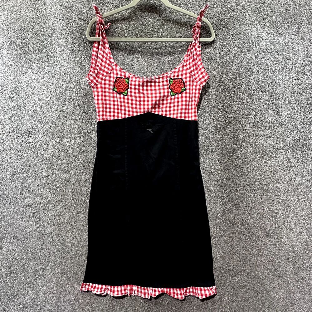 Too Fast Red and Black Gingham Midi Dress